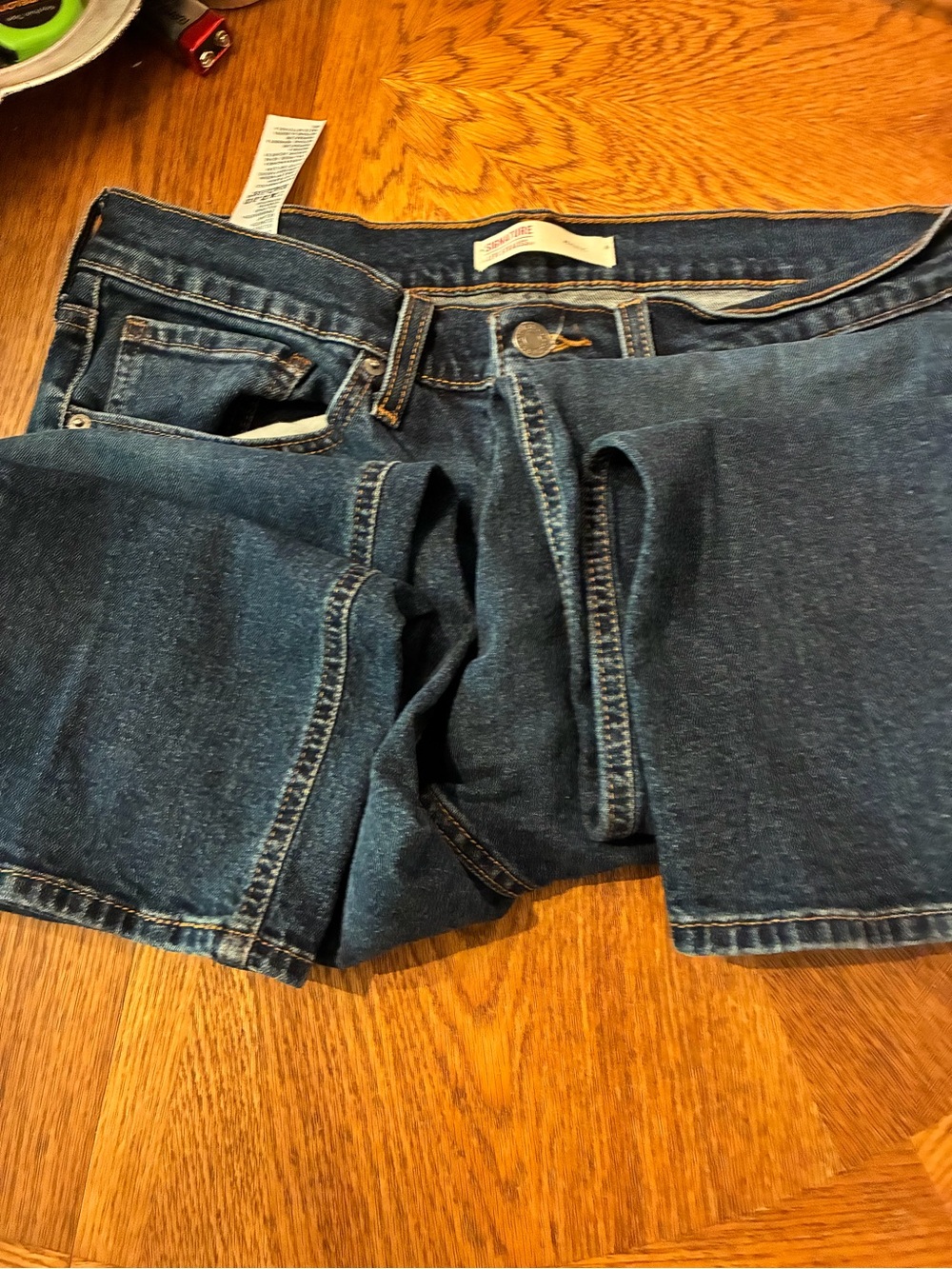 Signature by Levi Strauss Men's Straight Jeans in Dark Blue Denim